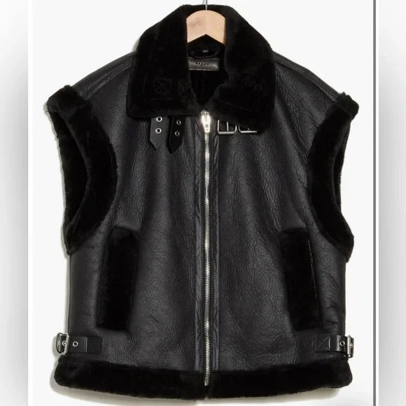 🖤Blank NYC Faux Shearling Trim Vegan Leather Vest Chic Layering Statement Piece - Picture 9 of 9